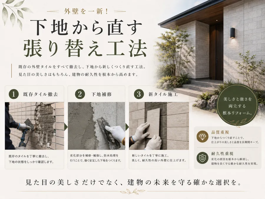 外壁タイルの張り替え工法